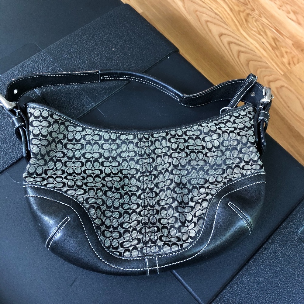 Small black c pattern coach bag